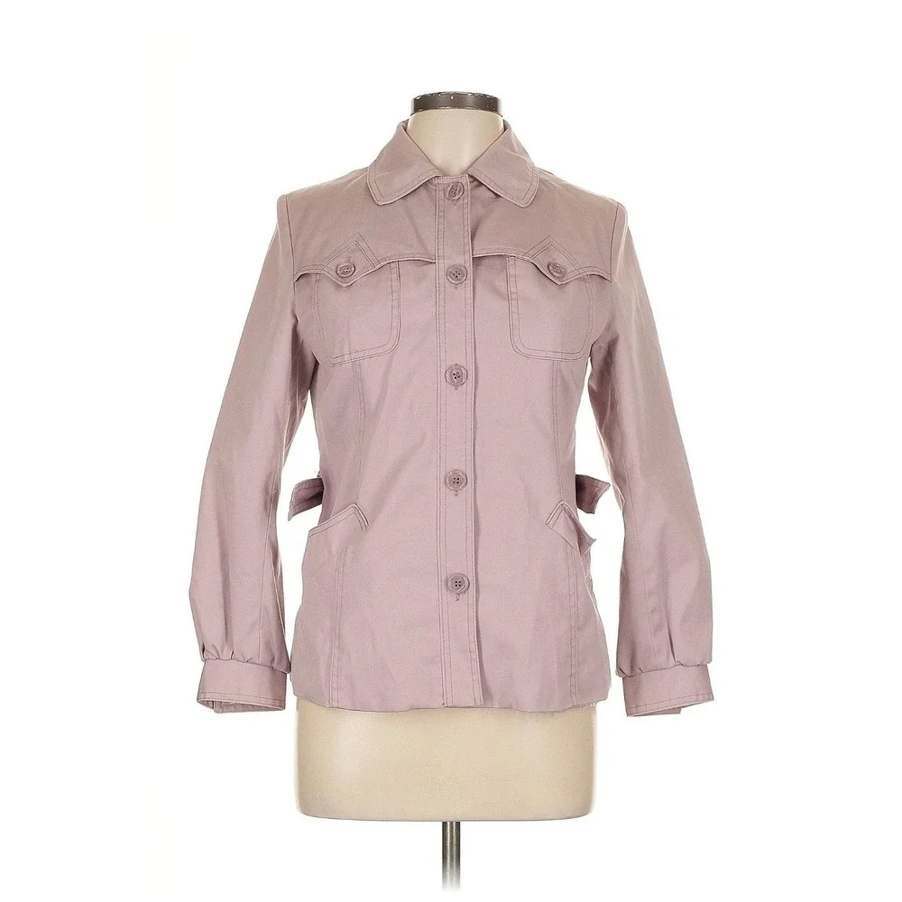 Le Soleil Vintage Kids Mauve Button Front Field‎ Jacket Water Repellent 11/12